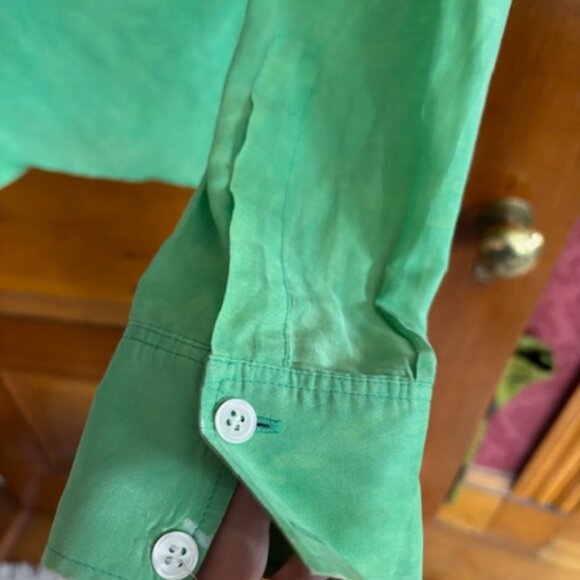 Green Ombre Theory Buttoned Long Sleeved Dress Shirt M - Picture 6 of 8
